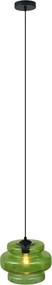 Retro Lampa Wisząca Czarna z Zielonym Szkłem - Denise