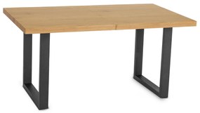 Zestaw Stół Prostokątny Rozkładany do Jadalni EDWIN 160-260 cm Dąb Złoty/Czarny i 4 Krzesła Tapicerowane TORINO Czarne