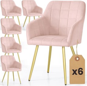 Zestaw 6 różowych krzeseł welurowych w stylu glamour N5-B29