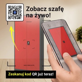 Biurowa szafa metalowa na akta JAN, 900 x 1850 x 400 mm, antracytowo-czerwona
