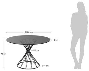 Czarny okrągły stół ze szklanym blatem ø 120 cm Niut – Kave Home