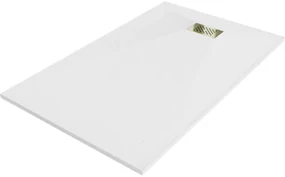 Mexen Hugo brodzik prostokątny SMC 140 x 70 cm, biały, maskownica złota - 42107014-G