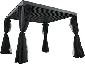PERGOLA ALUMINIOWA 3X3X2,3 M ZE STALOWYM DACHEM I ZASŁONAMI ANTRACYT