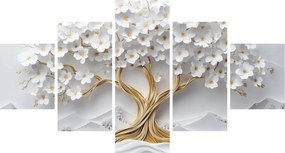 Obraz – Eleganckie drzewo życia 3D pełne kwiatów (125x70 cm)