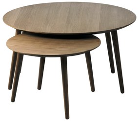 Brązowe okrągłe stoliki w dekorze dębu zestaw 2 szt. ø 88 cm Adda – Unique Furniture