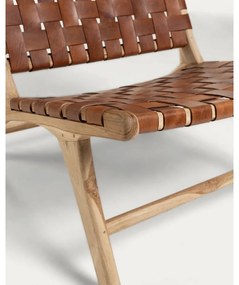 Koniakowo-naturalny skórzany fotel z plecionką Calixta – Kave Home