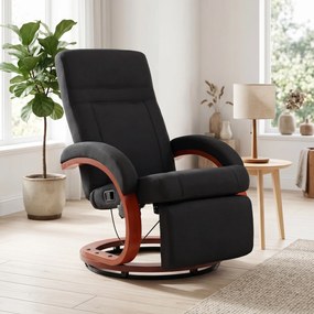 HOMCOM fotel relaksacyjny z funkcją leżenia fotel telewizyjny z wysokim oparciem ergonomiczne podłokietniki podnóżek drewniana podstawa wygląd lnu | Aosom PL