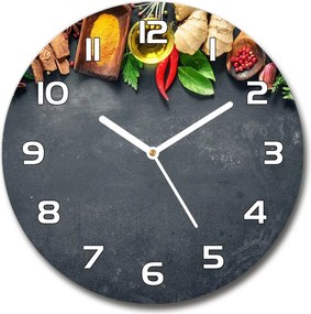 Zegar szklany na ścianę Zioła i przyprawy