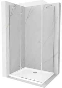 Mexen Roma kabina prysznicowa uchylna 110 x 80 cm, transparent, chrom + brodzik Flat - 854-110-080-01-00-4010