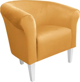 Fotel Milo tkanina Welur wygodny fotel tapicerowany do salonu i sypialni : Kolor nogi - Biała, Kolor tkaniny - VELVET - MG15, Wysokość nogi - 20 cm
