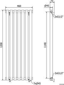 Mexen Texas grzejnik dekoracyjny 1200 x 460 mm, 659 W, biały - W203-1200-460-00-20