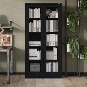 Szafa przeszkolona AMELIA 900 x 1850 x 400 mm, czarna