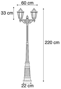 Zewnetrzna Latarnia zewnętrzna czarna 220 cm 2-punktowa IP44 - Hawana klasyczny/Antyczny Oswietlenie zewnetrzne