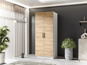 Szafa dwudrzwiowa GOLD 2D 78 biały + dąb craft złoty