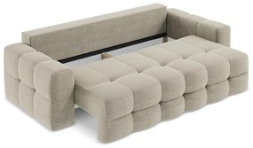Szarobrązowa rozkładana sofa z materiału bouclé 255 cm Milu – Makamii