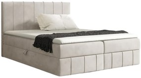 Kremowe welurowe łóżko z pojemnikiem 5 rozmiarów K4-K42