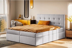 Łóżko kontynentalne z materacem i pojemnikiem LUDANO, tkanina Soro, Jasnoszary, 120x200 cm, H3-Bonell