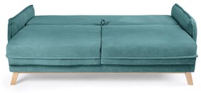 Turkusowa sztruksowa rozkładana sofa 218 cm Tori – Bonami Selection