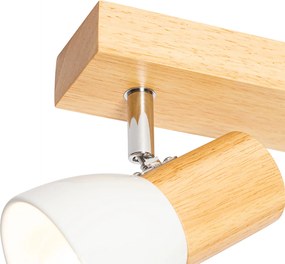 Plafon z reflektorami drewniany i biały 2-punktowy regulowany - Thorin