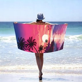 Ręcznik plażowy TAHITI 100x180 cm fioletowy, 100% mikrofibra