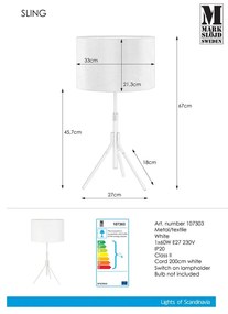 Biała lampa stołowa Markslöjd Sling