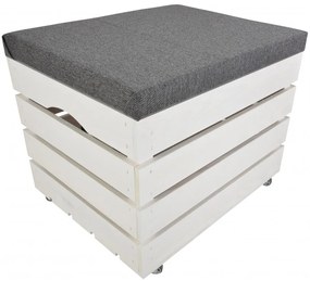 Pufa kufer skrzynia z kółkami drewniana sosnowa siedzisko 50cm malowana biała