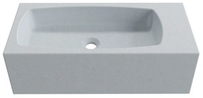 Umywalka betonowa wisząca / nablatowa prostokątna bez otworu na baterię 65 x 30 cm z półką ZALM | różne kolory : Kolor - Jasny szary, Typ montażu - nablatowa