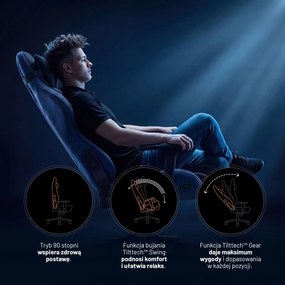 Fotel gamingowy młodzieżowy Diablo X-One Small Size materiałowy, Night Blue