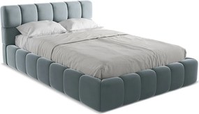 Łóżko 160 x 228 - z weluru - jasny niebieski - NALU