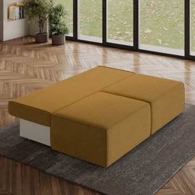 Masseno Narożnik VARNA z funkcją spania i pojemnikiem na pościel Narozniki L, Rozkładana sofa - Żółty, MONOLITH 48