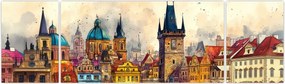 Obraz - Jesień w malowanym mieście (170x50 cm)