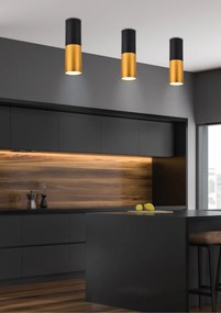 Czarno-złota lampa sufitowa tuba F6-D81