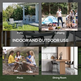 Outsunny Składany stolik pomocniczy, zewnętrzny składany stolik z blatem z hartowanego szkła, na taras, 45 x 45 x 50 cm Czarny