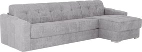 Kanapa narożna rozkładana typu express typu express z jasno szarej tkaniny teksturowanej - Szeroki stelaż z listew 160 cm - Materac 22 cm z pianką memory - DARIELO