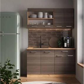 Pojedyncza kuchnia szlachetny szary/złoty dąb 140x46x81.6 r-line