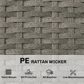 Outsunny Leżak z polirattanu w kształcie litery S, ogrodowy leżak z 5-stopniową regulacją oparcia, zagłówkiem, oddychający, odporny na UV | Aosom PL