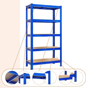 Regał o dużej nośności HEAVY, maks. 875kg, 90x40x180cm, niebieska Monzana