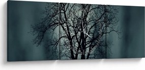 Obraz drzewa podczas zaćmienia (z zegarem) (90x30 cm)
