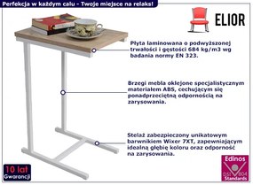 Stolik Boczny Nowoczesny Biały + Dąb Sonoma Biały Połysk