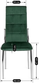 Krzesło Tapicerowane do Jadalni MOLLY Zielone Welurowe Nowoczesne