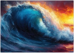 Obraz - Fala o zachodzie słońca (70x50 cm)