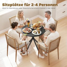 HOMCOM Okrągły stół kuchenny, 80 cm, kompaktowy blat, płyta wiórowa, metal, czarny | Aosom PL