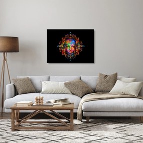 Obraz na szkle - Popiersie Buddy w neonowych kolorach (70x50 cm)