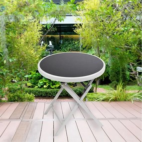 Stolik bistro ogrodowy, składany, Ø 45 cm czarny ciemny