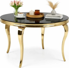 Okrągły stół w stylu glamour z czarnym szklanym blatem Z1-F45