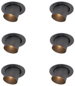Set van 6 moderne inbouwspots gunmetal GU10 50mm rond kantelbaar - Installa Nowoczesny Oswietlenie wewnetrzne