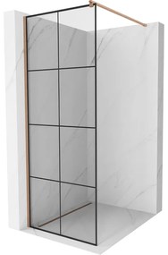 Mexen Kioto ścianka prysznicowa Walk-in 70 x 200 cm, czarny wzór 8 mm, miedź szczotkowana - 800-070-101-65-77