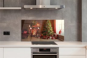 Panel szklany do Kuchni Przytulny Salon z Kominkiem