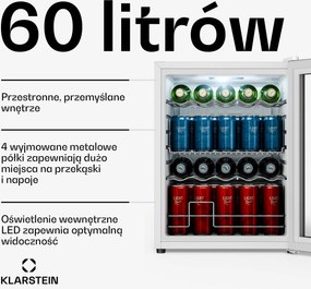 Klarstein Beersafe 64cm 60L Lodówka na Napoje Srebrny/Biały