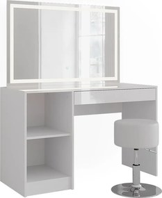 Stół do toalety biały/biały wysoki połysk 119.8x50.1x76 sherry